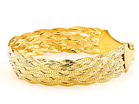 18K Yellow Gold Over Sterling Silver Braided Link Bracelet
