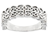 Rhodium Over Sterling Silver Heart Shaped Scroll Design Ring