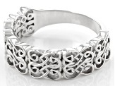 Rhodium Over Sterling Silver Heart Shaped Scroll Design Ring