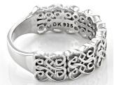 Rhodium Over Sterling Silver Heart Shaped Scroll Design Ring