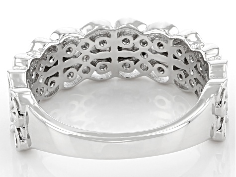 Rhodium Over Sterling Silver Heart Shaped Scroll Design Ring