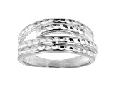 Sterling Silver Diamond-Cut 9.1MM Multi-Row Ring