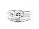 Sterling Silver Diamond-Cut 9.1MM Multi-Row Ring
