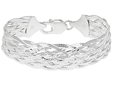 Wide Woven Mesh Braid Braided Sterling Silver Bracelet extender