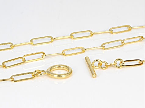 18K Yellow Gold Over Sterling Silver Flat Paperclip Chain