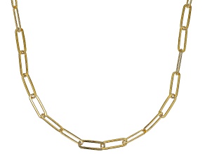 18K Yellow Gold Over Sterling Silver Flat Paperclip 28 Inch Chain