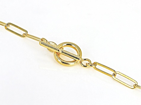 18K Yellow Gold Over Sterling Silver Flat Paperclip 28 Inch Chain