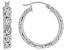 Rhodium Over Sterling Silver 5x24MM High Polished Byzantine Tube Hoop Earring