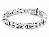 Rhodium Over Sterling Silver 2.5MM Byzantine Band Ring