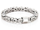 Rhodium Over Sterling Silver 2.5MM Byzantine Band Ring
