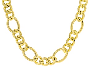 18K Yellow Gold Over Sterling Silver 14MM Figaro Chain