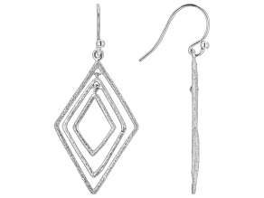 Rhodium Over Sterling Silver Square Dangle Earrings