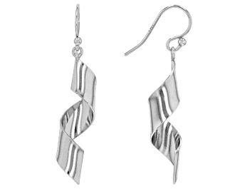 Picture of Rhodium Over Sterling Silver Spiral Drop Earrings