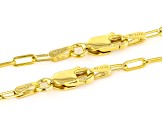 18K Yellow Gold Over Sterling Silver Set of 2 Diamond-Cut Paperclip 18 and 20-Inch Chains