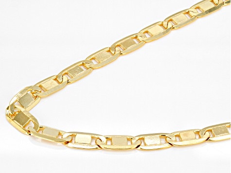 18k Yellow Gold Over Sterling Silver 5.2mm Flat Valentino Chain