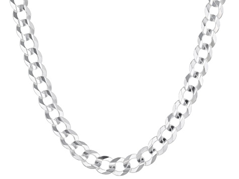 6.5mm Square-Edged Chunky Silver Curb Chain Necklace - Brighton Silver