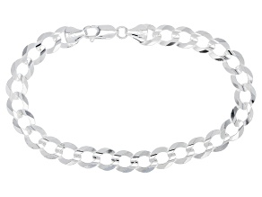 Sterling Silver 8.05mm Flat Concave Curb Link Bracelet