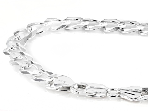 Sterling Silver 8.05mm Flat Concave Curb Link Bracelet