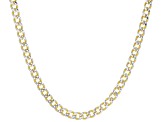 Sterling Silver & 18k Yellow Gold Over Sterling Silver 3.5mm Pave Curb Link Chain