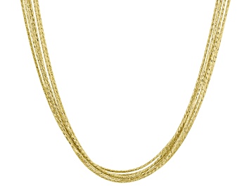 Picture of 18k Yellow Gold Over Sterling Silver 7 Row Diamond-Cut Snake Link  Necklace
