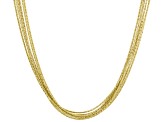 18k Yellow Gold Over Sterling Silver 7 Row Diamond-Cut Snake Link  Necklace