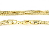 18k Yellow Gold Over Sterling Silver 7 Row Diamond-Cut Snake Link  Necklace