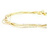 18k Yellow Gold Over Sterling Silver 7 Row Diamond-Cut Snake Link Bracelet