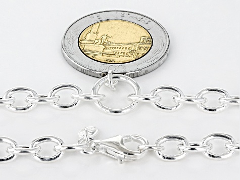Sterling Silver Rolo Link Necklace With Lire Coin Pendant