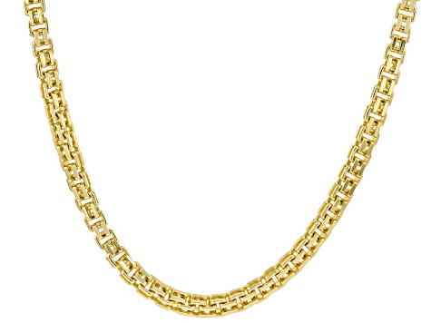 18k Yellow Gold Over Sterling Silver Square Box Link Chain