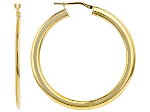 18K Yellow Gold Over Sterling Silver Oval Tube Hoop Earrings