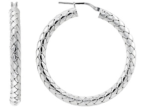 Sterling Silver Woven Tube Hoop Earrings
