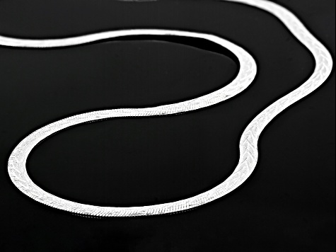 Sterling Silver 4.3mm Herringbone With Design Chain Necklace