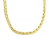 18k Yellow Gold Over Sterling Silver 4.3mm Herringbone With Design Chain Necklace