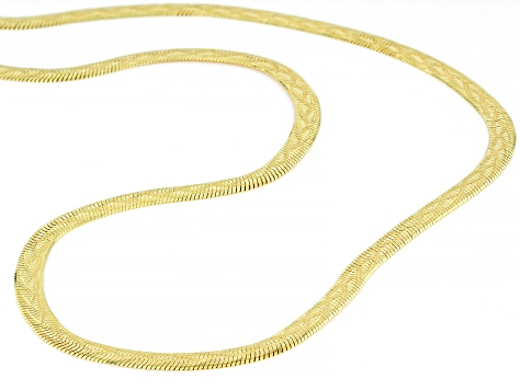 18k Yellow Gold Over Sterling Silver 4.3mm Herringbone With Design Chain Necklace