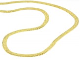 18k Yellow Gold Over Sterling Silver 4.3mm Herringbone With Design Chain Necklace