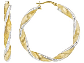 Sterling Silver And 18k Yellow Gold Over Sterling Silver Twisted Hoop Earrings