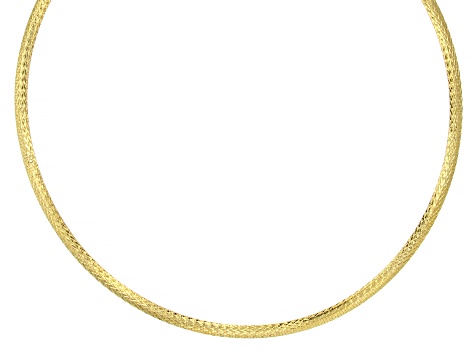 18k Yellow Gold Over Sterling Silver 4.2mm Designer Omega Chain Necklace