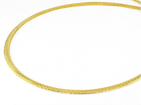 18k Yellow Gold Over Sterling Silver 4.2mm Designer Omega Chain Necklace