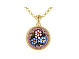 18k Yellow Gold Over Sterling Silver Mosaico Pendant With Rolo Chain