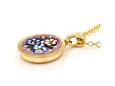 18k Yellow Gold Over Sterling Silver Mosaico Pendant With Rolo Chain