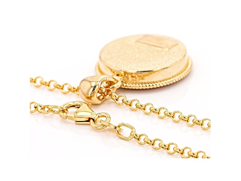 18k Yellow Gold Over Sterling Silver Mosaico Pendant With Rolo Chain