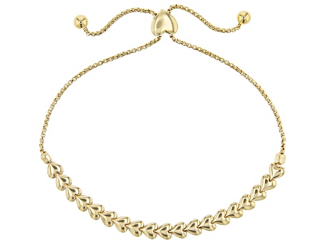 18k Yellow Gold Over Sterling Silver Heart Bolo Bracelet