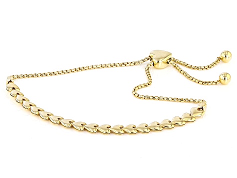 18k Yellow Gold Over Sterling Silver Heart Bolo Bracelet