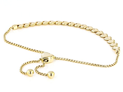 18k Yellow Gold Over Sterling Silver Heart Bolo Bracelet