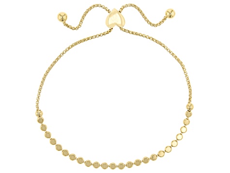 18k Yellow Gold Over Sterling Silver Mini Mirror Disc Bolo Bracelet
