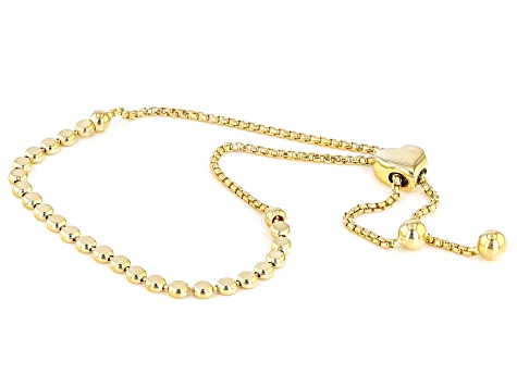 18k Yellow Gold Over Sterling Silver Mini Mirror Disc Bolo Bracelet