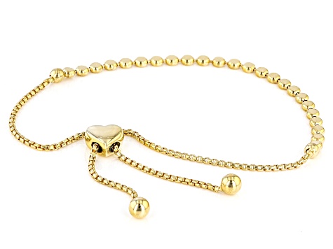18k Yellow Gold Over Sterling Silver Mini Mirror Disc Bolo Bracelet