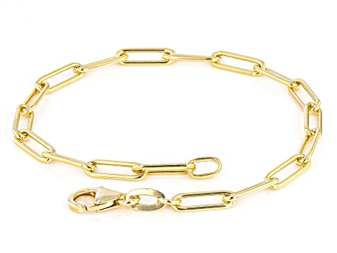 18k Yellow Gold Over Sterling Silver Paperclip Link Bracelet