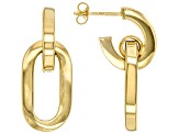 18k Yellow Gold Over Sterling Silver Oval Link Drop Earrings