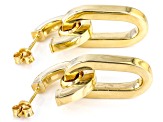 18k Yellow Gold Over Sterling Silver Oval Link Drop Earrings